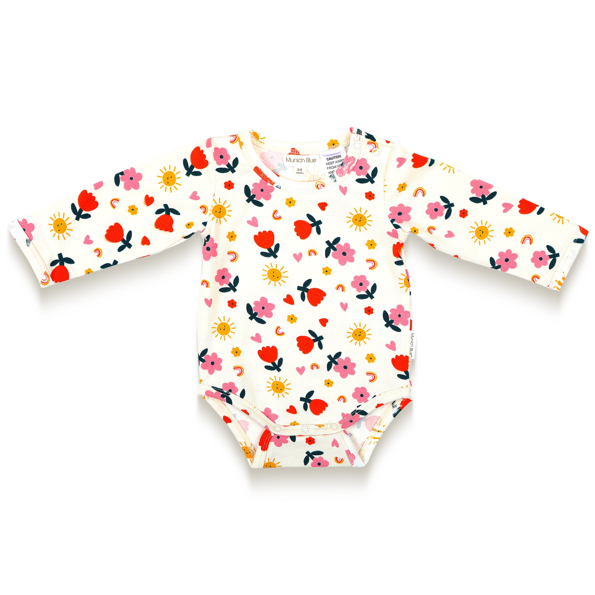 Toddler Girl Long Sleeve Bodysuit - Sunny Flower Print