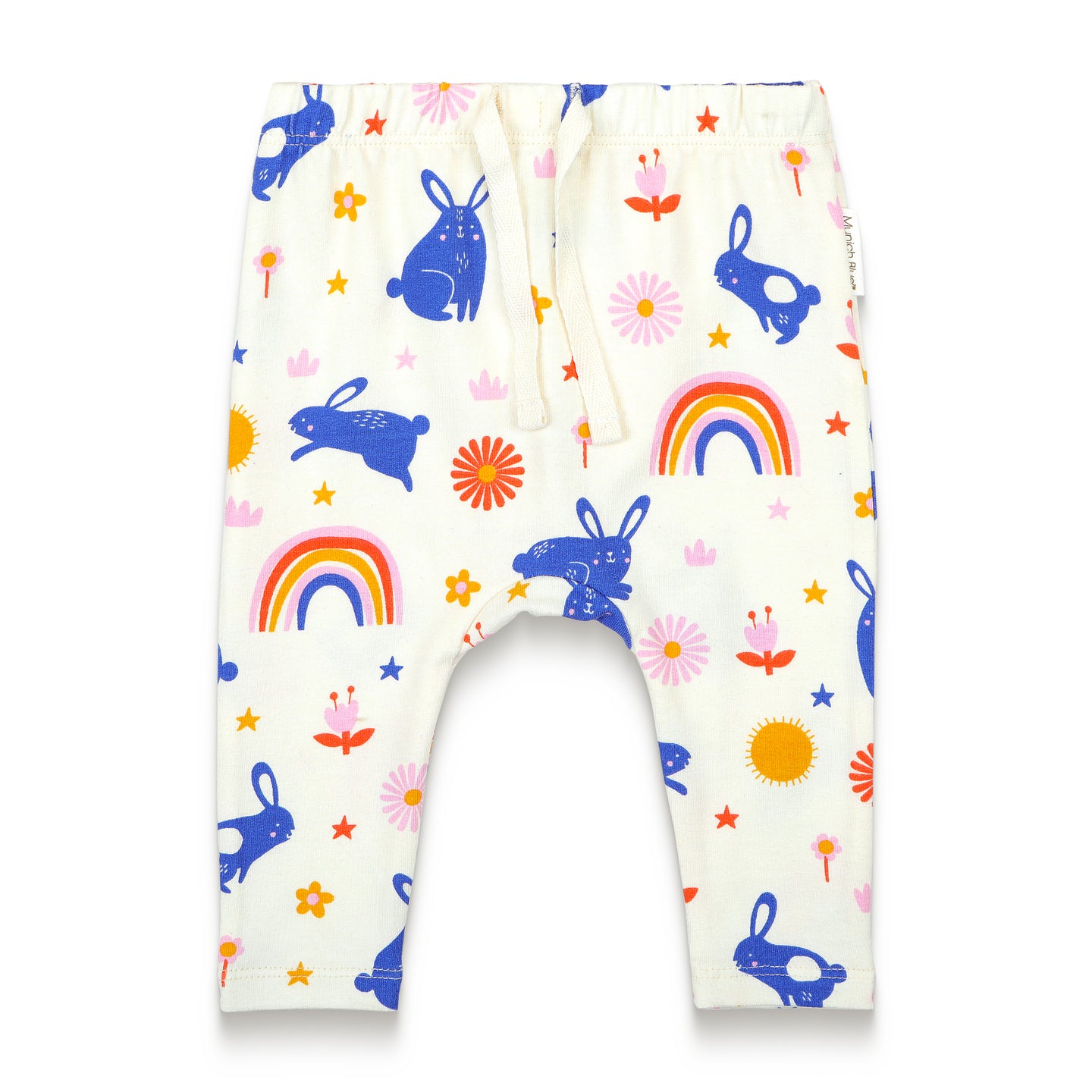 Toddler Girl Slouchy Pants - Bunnies and Rainbow Print