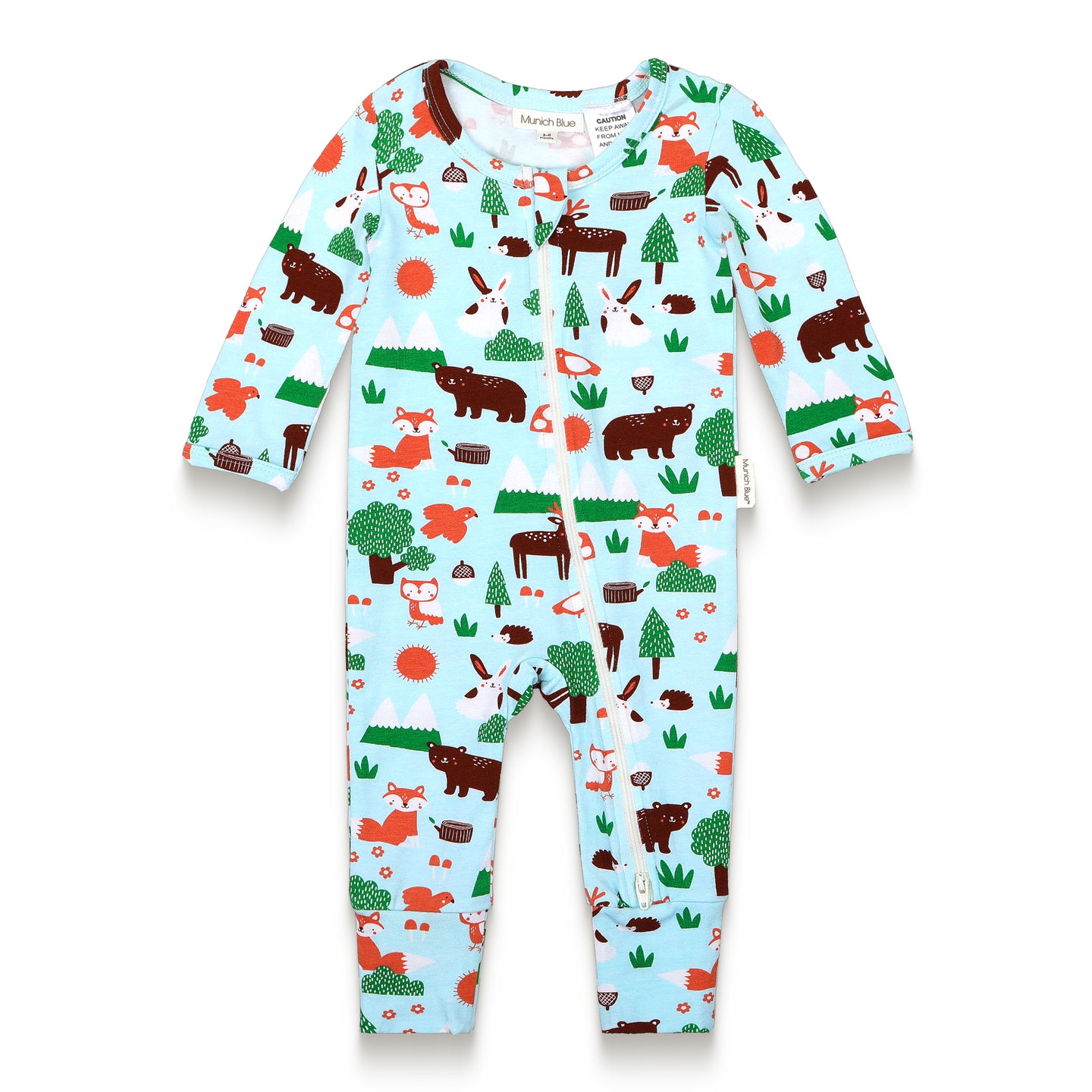 Toddler Boy Long Sleeve Zip Growsuit - Forest Animal Print