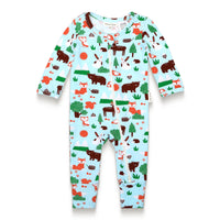 Toddler Boy Long Sleeve Zip Growsuit - Forest Animal Print