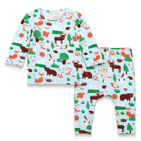 Toddler Boy Long Sleeve T-shirt & Slouchy Pants Set - Forest Animal Print