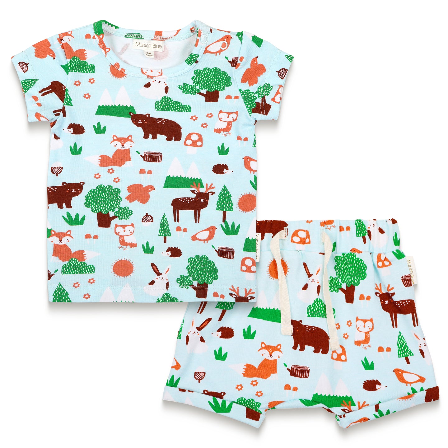 Toddler Boy Short Sleeve T-shirt & Slouchy Shorts Set - Forest Animal Print