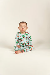 Toddler Boy Slouchy Pants with Forest Animal Print, made from soft cotton for comfort and style. Perfect for active toddlers and everyday wear, offering a relaxed fit for playtime.