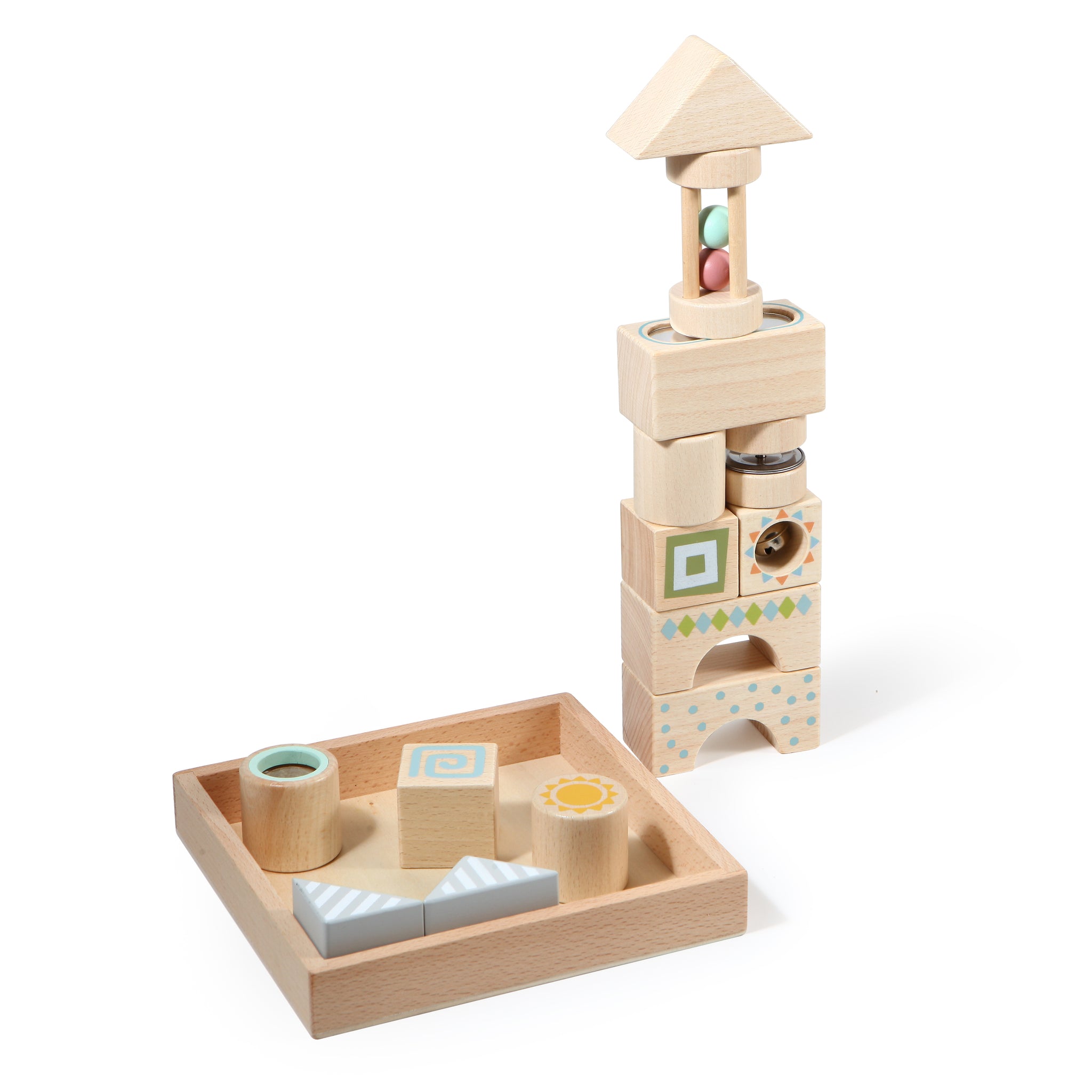 Wooden Sensory Stacking Blocks - Montessori-Inspired, Safe & Sustainable - Munich Blue AU Wooden Toys