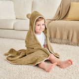 Hooded Baby Towel - Cotton & Bamboo Blend - Brown Sugar - Munich Blue AU Towels