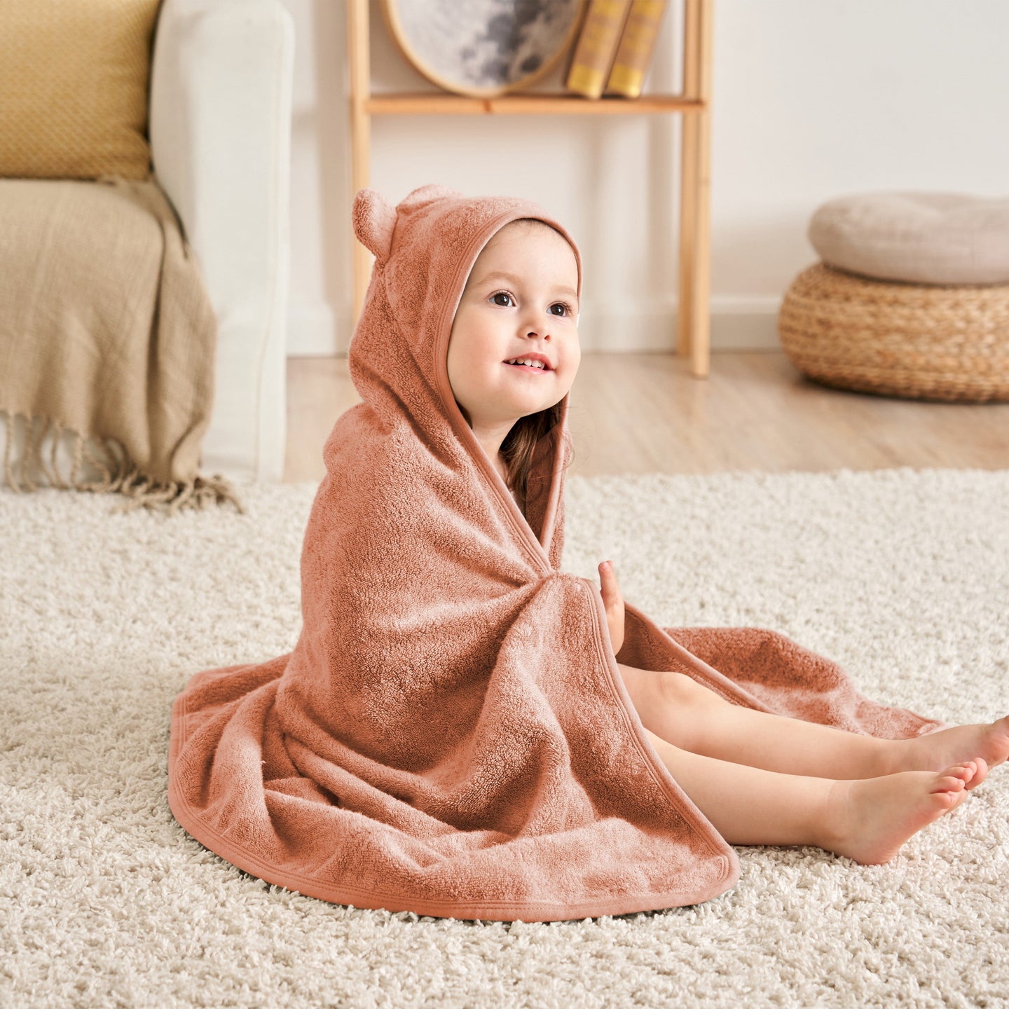 Hooded Baby Towel - Cotton & Bamboo Blend - Ginger red - Munich Blue AU Towels