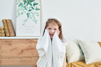 Hooded Baby Towel - Cotton & Bamboo Blend - Glacier White - Munich Blue AU Towels