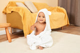 Hooded Baby Towel - Cotton & Bamboo Blend - Glacier White - Munich Blue AU Towels