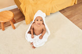 Hooded Baby Towel - Cotton & Bamboo Blend - Glacier White - Munich Blue AU Towels