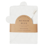 Hooded Baby Towel - Cotton & Bamboo Blend - Glacier White - Munich Blue AU Towels