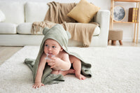 Hooded Baby Towel - Cotton & Bamboo Blend - Sage Colour - Munich Blue AU Towels