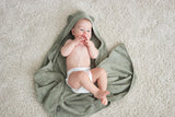 Hooded Baby Towel - Cotton & Bamboo Blend - Sage Colour - Munich Blue AU Towels