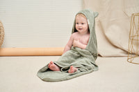 Hooded Baby Towel - Cotton & Bamboo Blend - Sage Colour - Munich Blue AU Towels