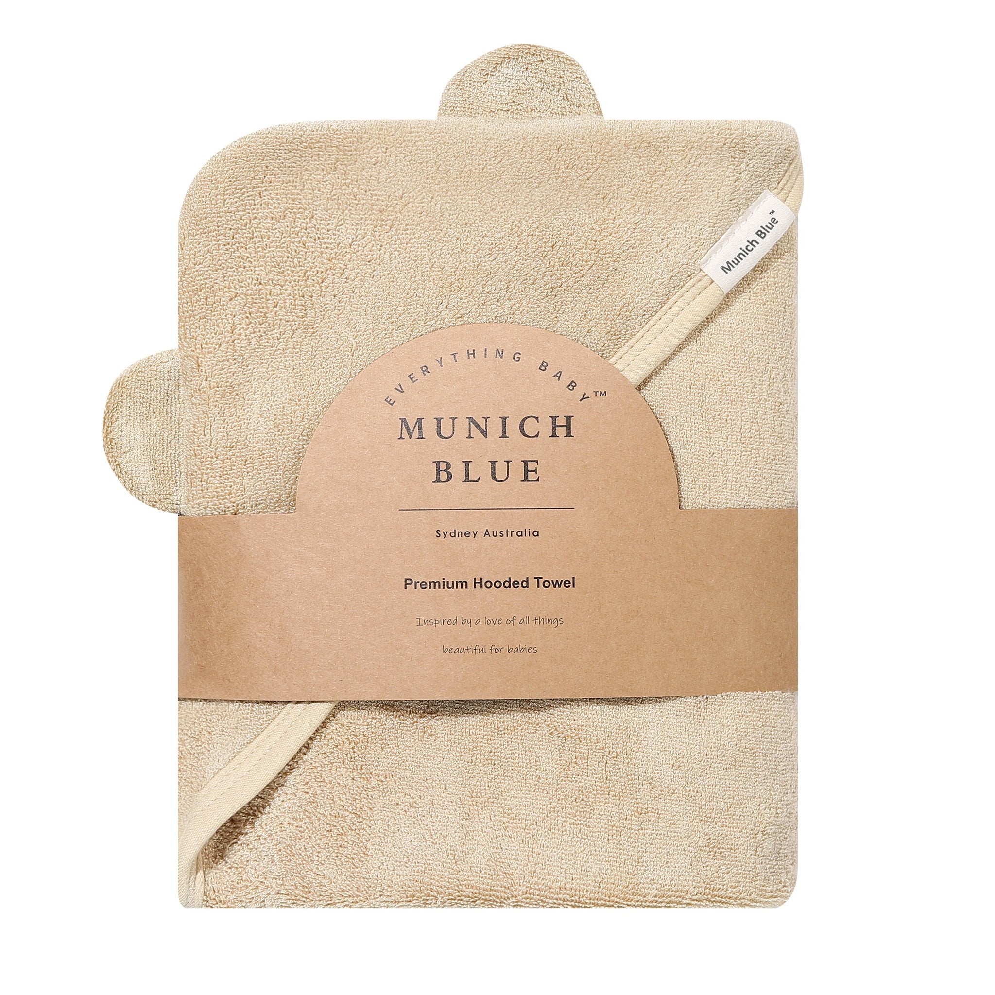 Hooded Baby Towel - Cotton & Bamboo Blend - Wild Oat - Munich Blue AU Towels